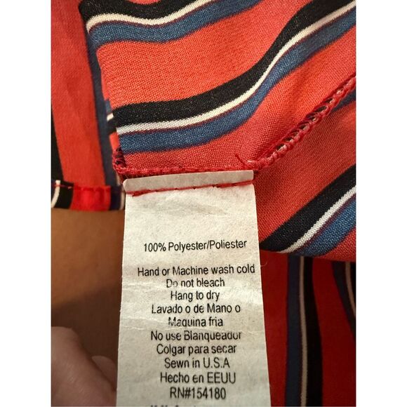 Fashion Nova Striped Button Front Off The Shoulder Mini Shirt Dress Red Blue XL - Picture 5 of 5